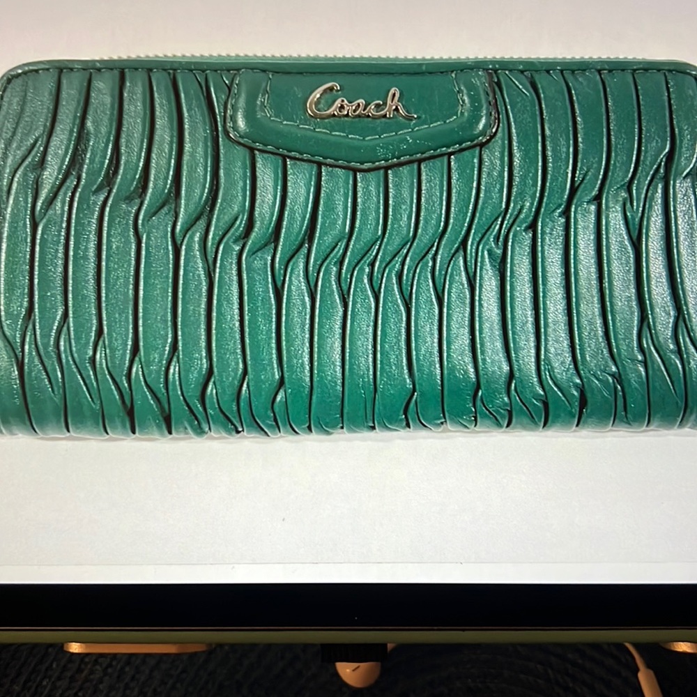 Coach Madison Sophia Green Zip Around Wallet